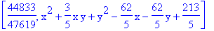 [44833/47619, x^2+3/5*x*y+y^2-62/5*x-62/5*y+213/5]